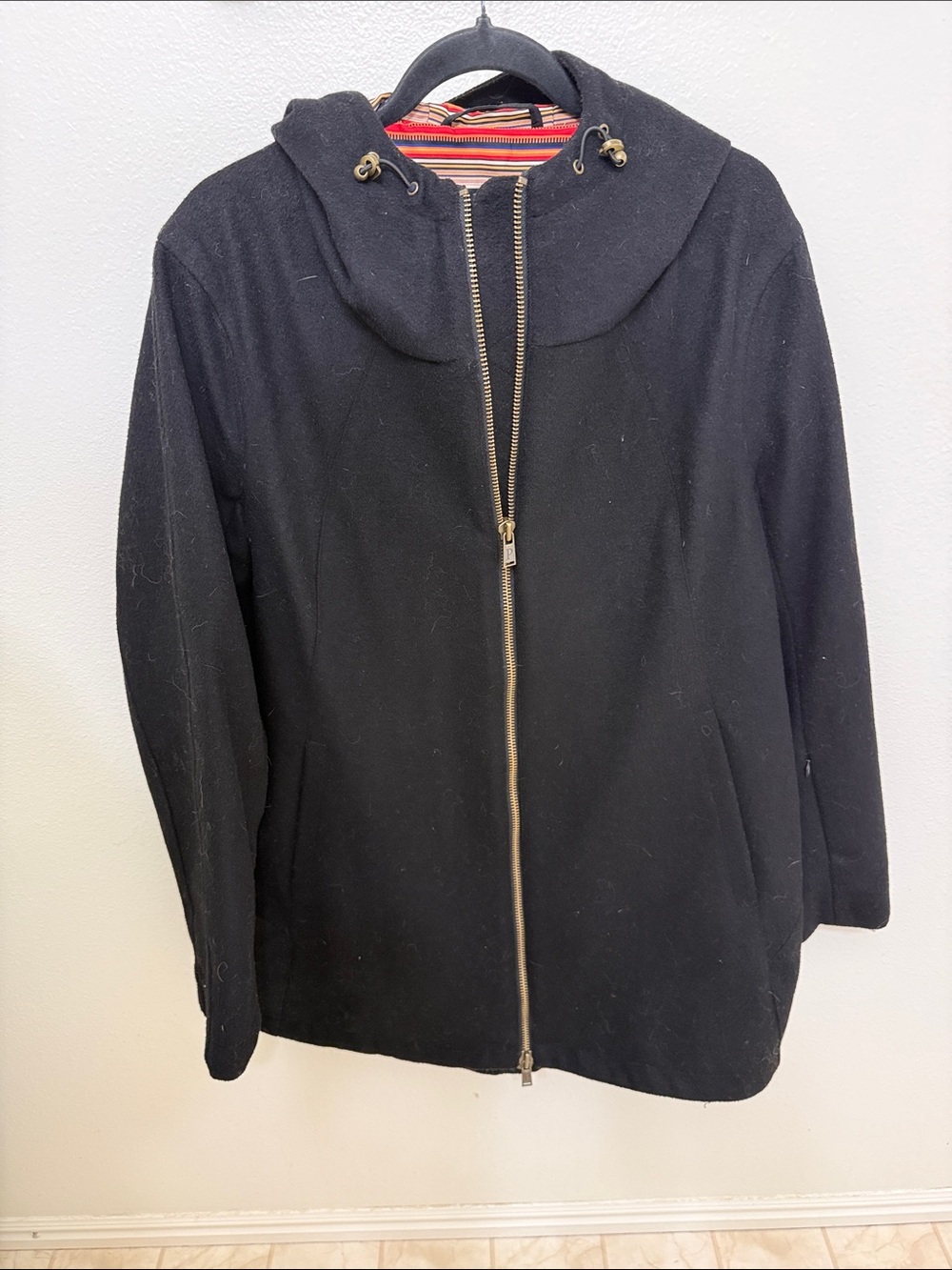 Pendleton Black Hooded Zip-Front Peacoat